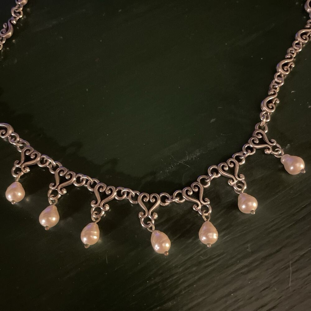 Brighton Pearl Drop Filigree Necklace Jewelry - Picture 2 of 5